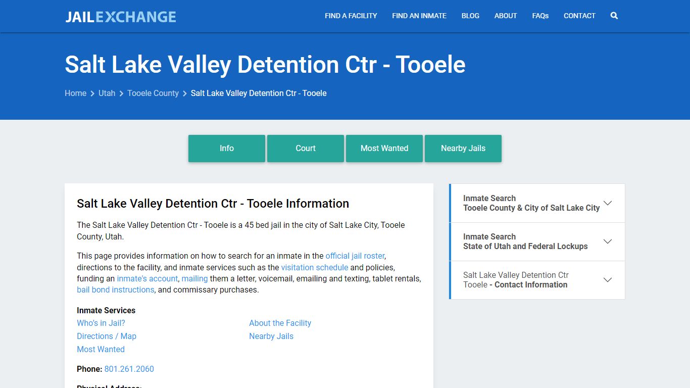 Salt Lake Valley Detention Ctr - Tooele - Jail Exchange
